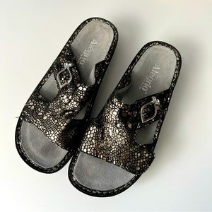 Alegría Women's PEG-780 Bedazzled Black Mosaic Sandals Open Toe Leather Size 39